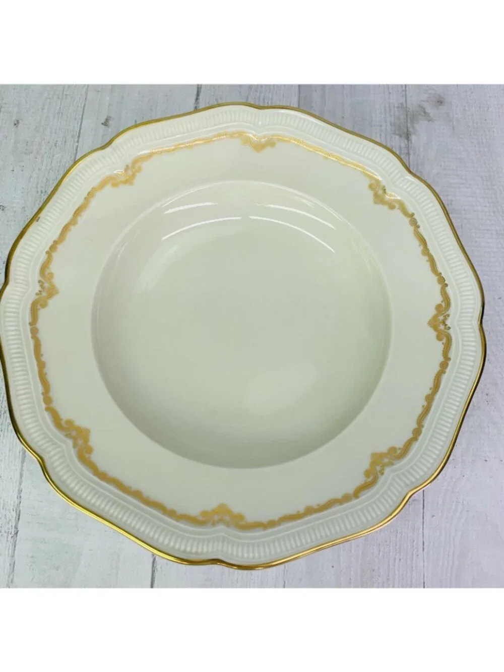 Hutschenreuther Selb WEIMAR Bavaria Germany Gold Large Rim Soup Pasta Bowl Set 6